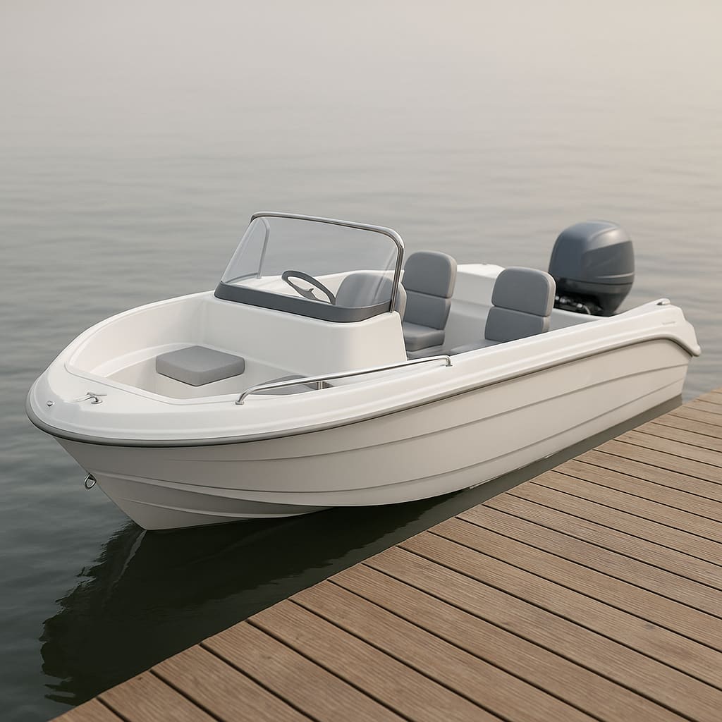 Moderní pronajímaná loď u mola