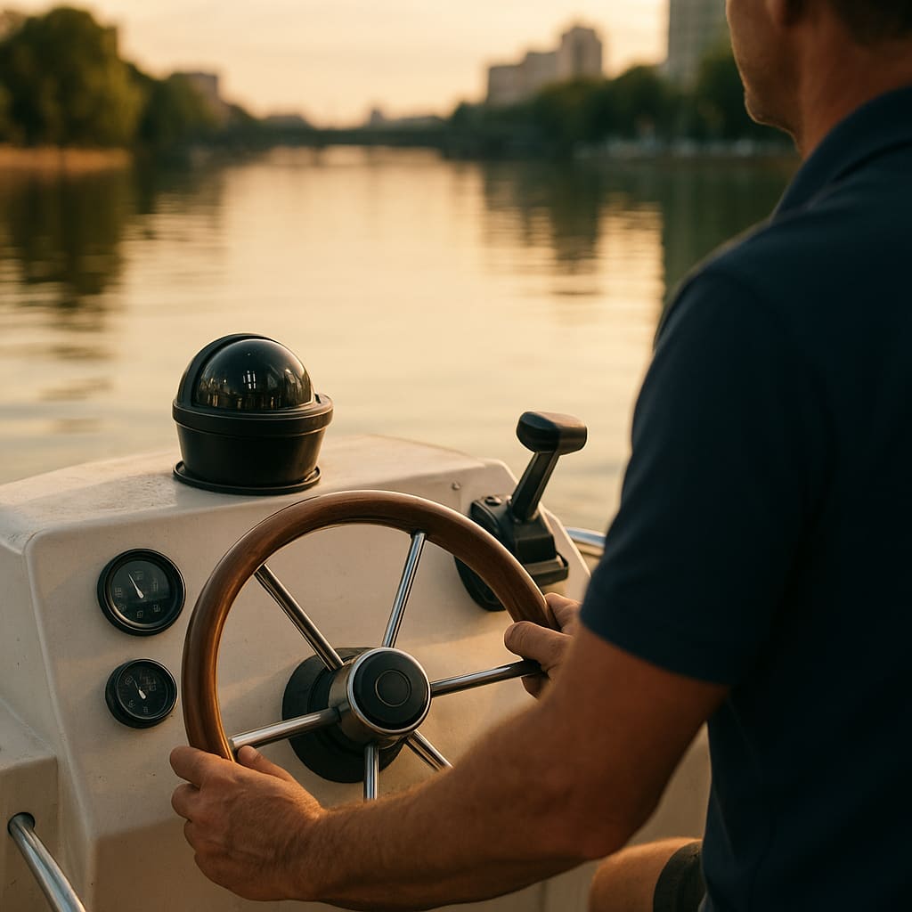 Skipper řídí vyhlídkovou loď